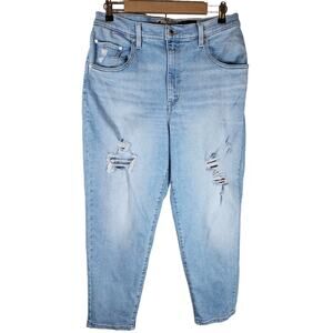 LEVI'S SILVER TAB Women's Light Wash Distressed Crop Mom Jeans SZ 32x27